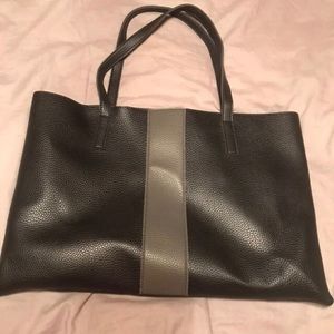 Black leather tote bag
